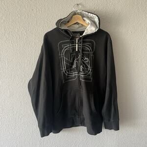 Vintage AND1 Black Zipup Hooded Sweatshirt Mens Large Grunge Skater 2000s Hoodie